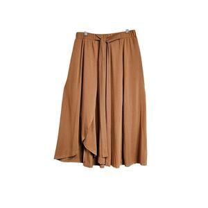 Chic and Flared Tan Faux Wrap Skirt W Front Tie Size 2XL (2XL)